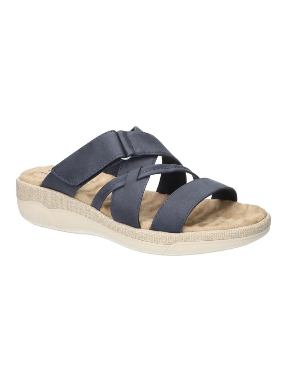 Easy Street Paola Lightweight Comfort Adjustable Slide Sandals Navy Blue - 8W